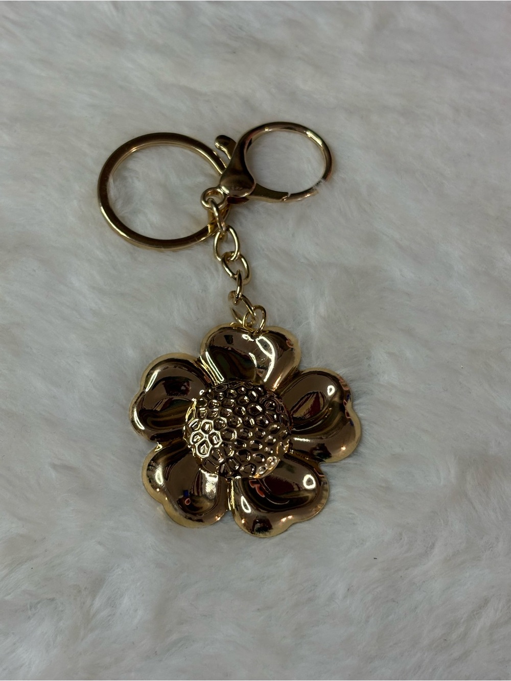 Gold Flower Keychain Charm - Women's Accessory
